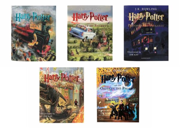 خرید کتاب رمان انگلیسی | هری پاتر مصور | Harry Potter Illustrated Collection Hardcover پک کامل پنج جلدی هری پاتر مصور جلد سخت اثر J. K. Rowling